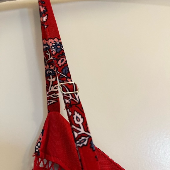 M&S Collection, red sundress with pink, white and blue small flower pattern. - Picture 2 of 4